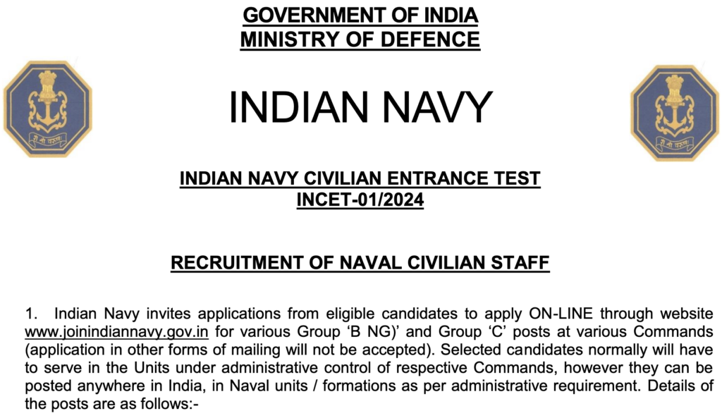 Indian Navy INCET 01/2024 Result 2025 Out at joinindiannavy.gov.in